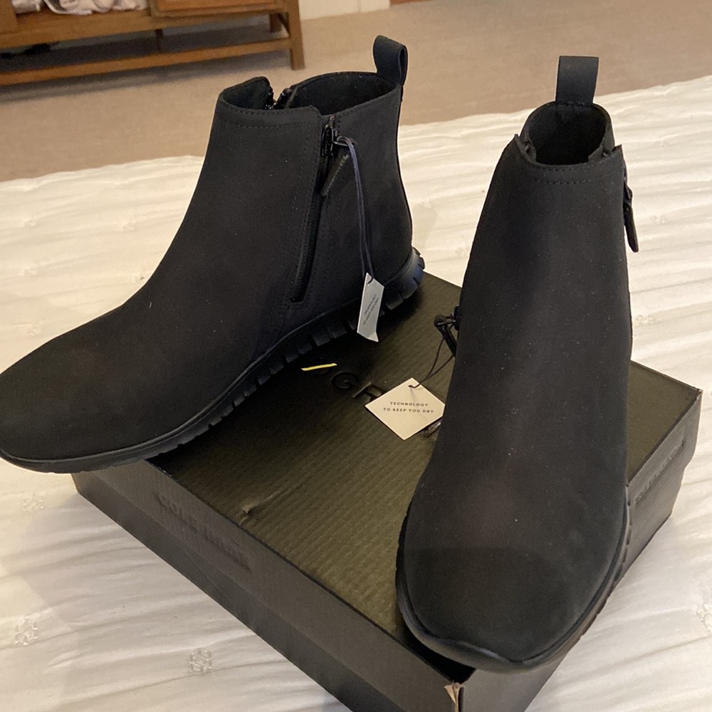 NEW Cole Haan Zero Grand black suede booties. Size 8M